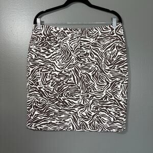 Chico's Women's Brown & White Zebra Print Pencil Skirt - Size 1.5 (Medium/10)